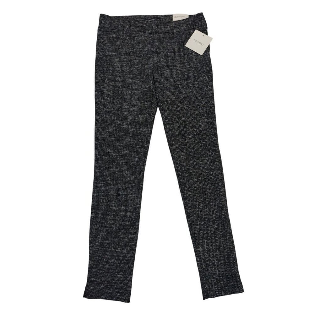 Ellen Tracy High Density Knit Legging Black & White Herringbone Pattern Size S.